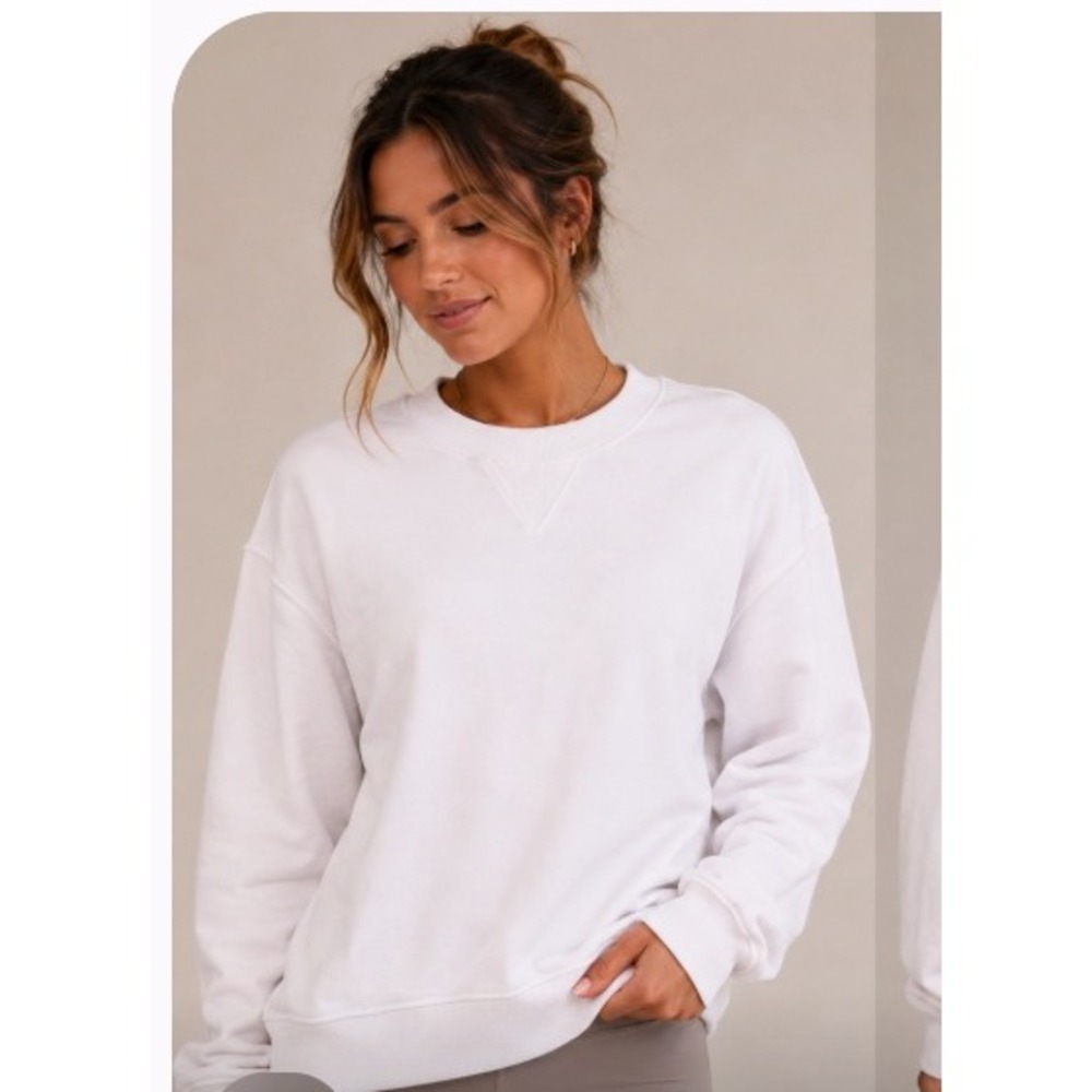 Vuori Sweatshirt Womens Large White VW278 French Terry Pullover Crew Neck